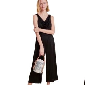 Anthropologie Maeve Enchantment  black cowl neck wide leg jumpsuit size …